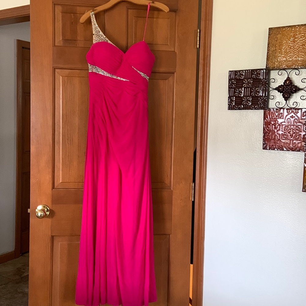 Hot Pink Formal Gown, One Strap from Cache